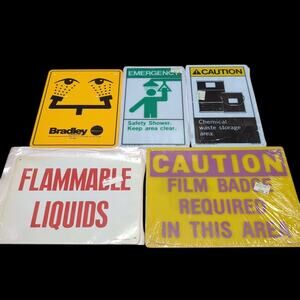 VTG‎ Man Cave Dorm 5 Emergency Safety OSHA Plastic Graphic Colorful Signs NEW
